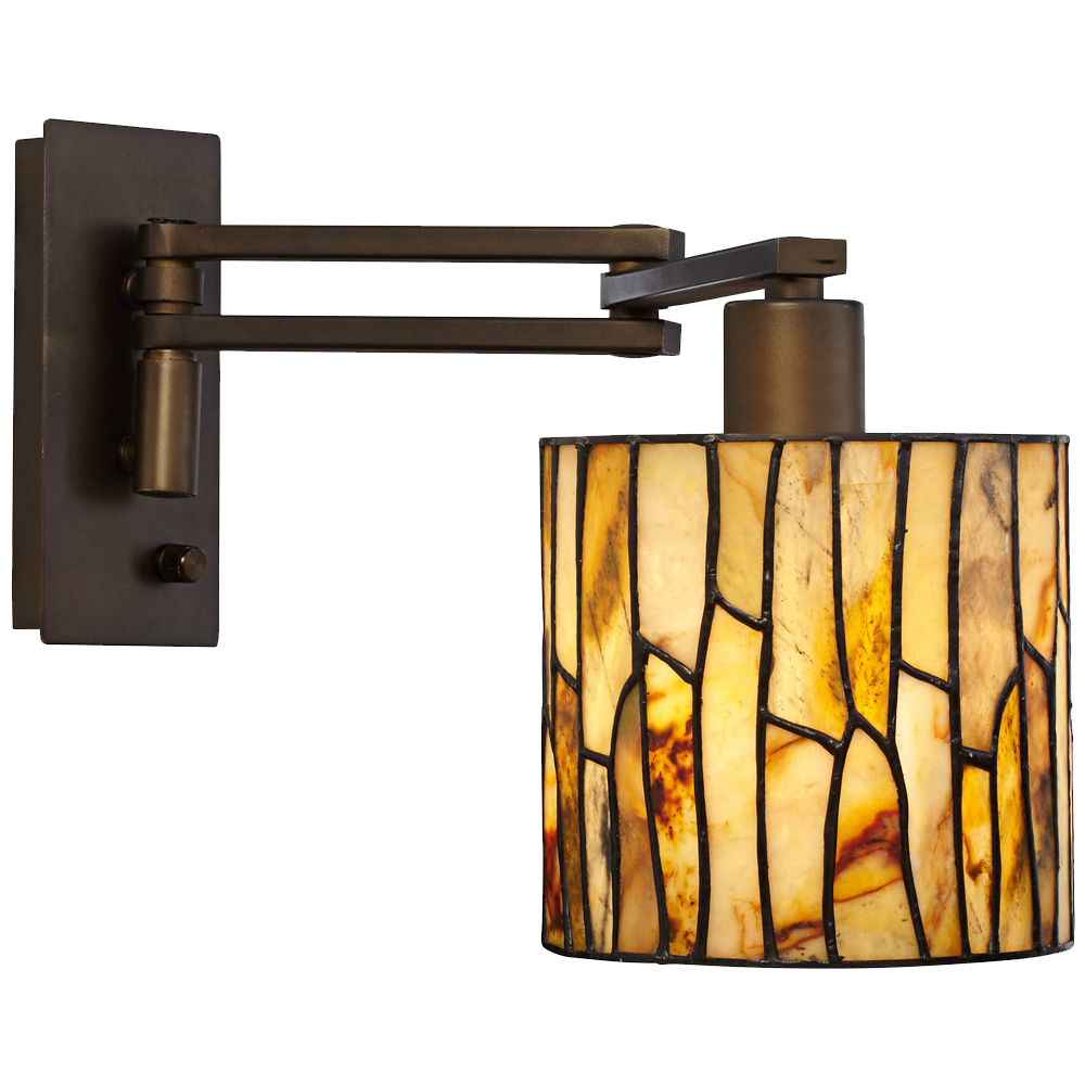 Robert Louis Tiffany Speckled Plug In Swing Arm Wall Lamp
