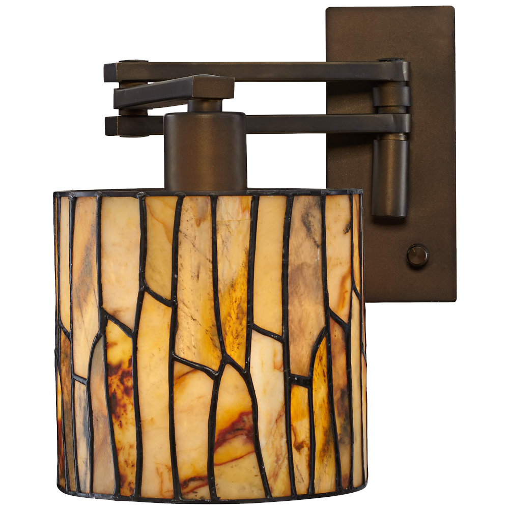 Robert Louis Tiffany Speckled Plug In Swing Arm Wall Lamp