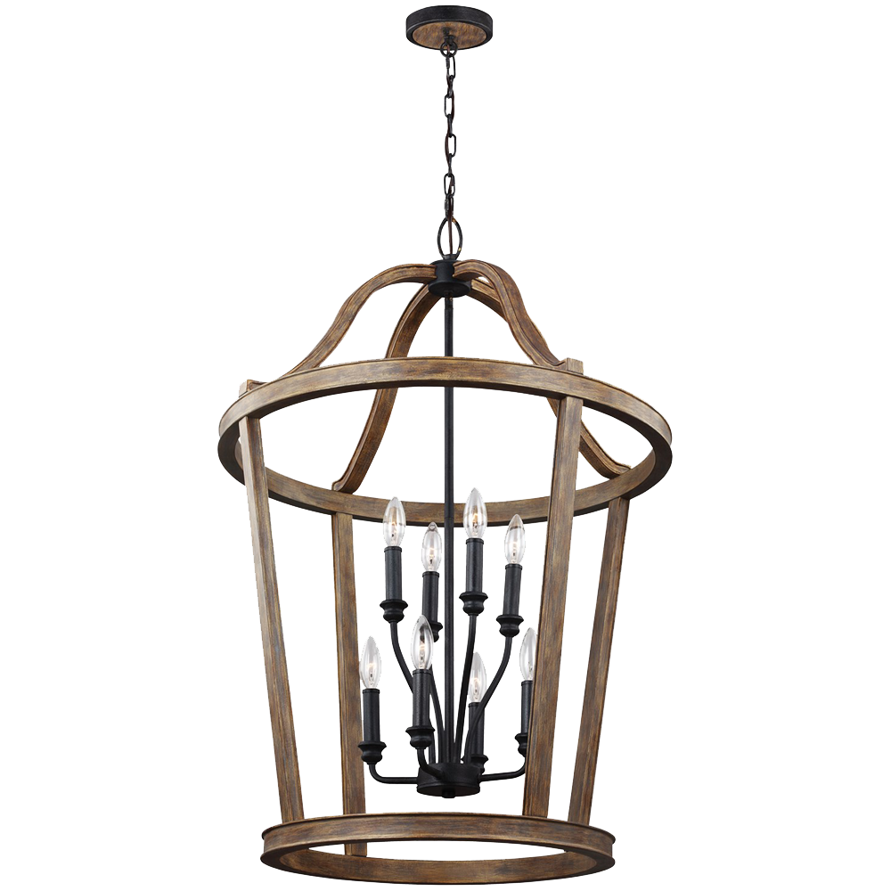 Feiss F3040 8wow Lorenz 8 Light Chandelier In Weathered Oak Wood