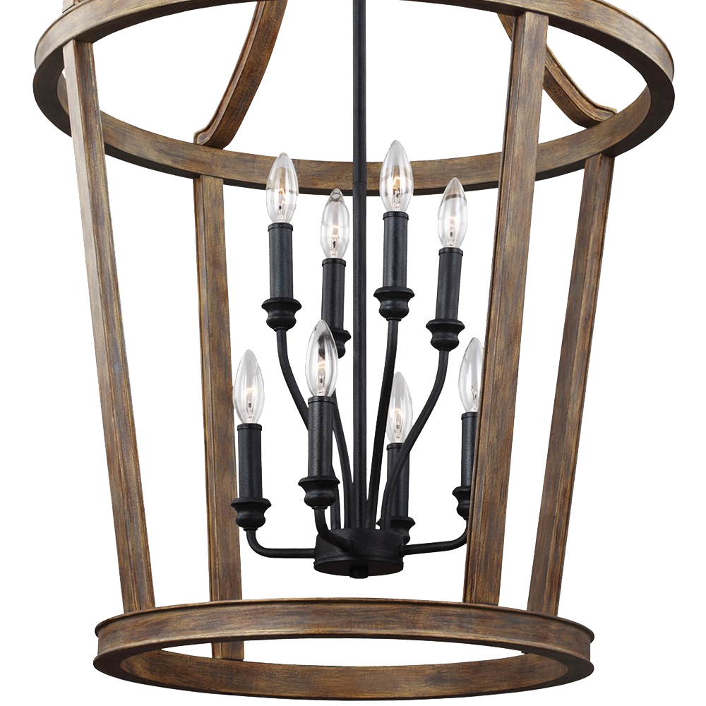 Feiss F3040 8wow Lorenz 8 Light Chandelier In Weathered Oak Wood