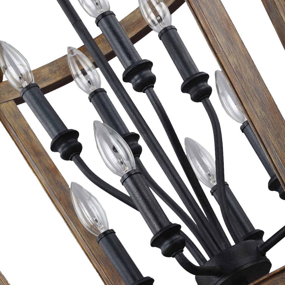 Feiss F3040 8wow Lorenz 8 Light Chandelier In Weathered Oak Wood