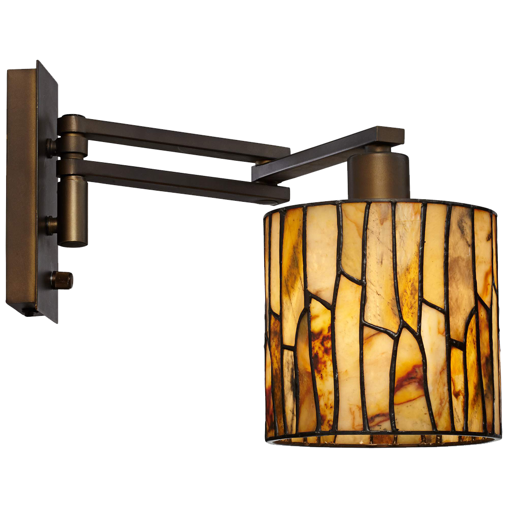 Robert Louis Tiffany Speckled Plug In Swing Arm Wall Lamp