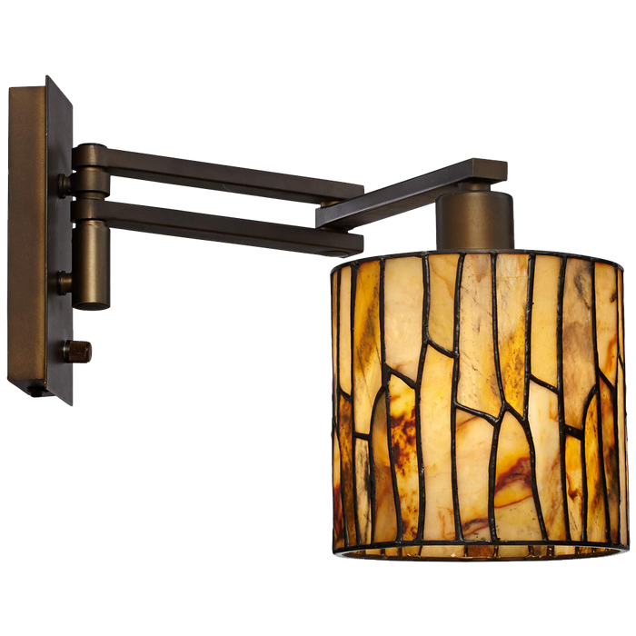 Robert Louis Tiffany Speckled Plug In Swing Arm Wall Lamp