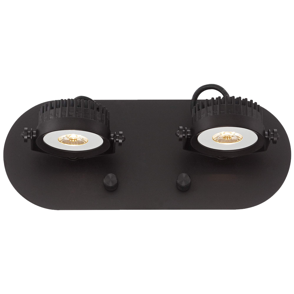Spotlight Plug In Led Brown Two Head Wall Lamp