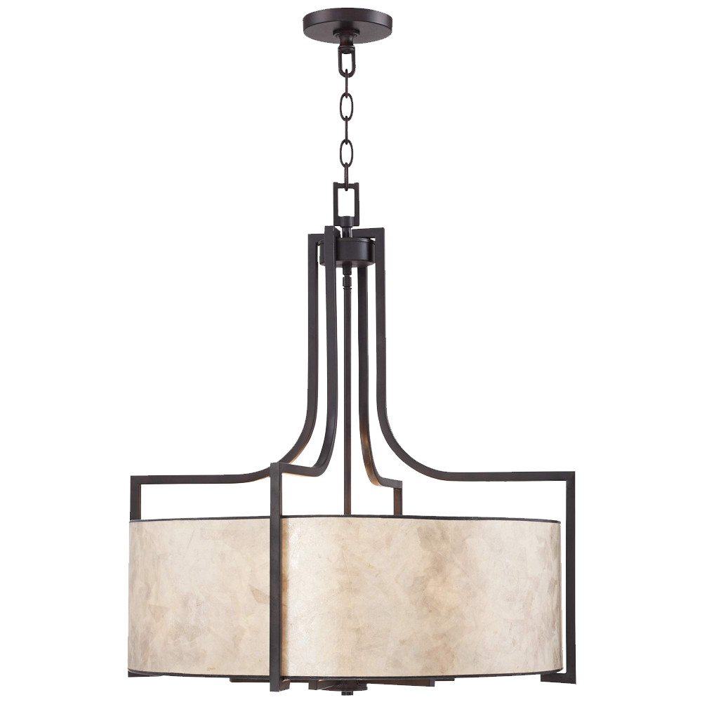 Wilson English Bronze 26wide Mica Shade Pendant Light