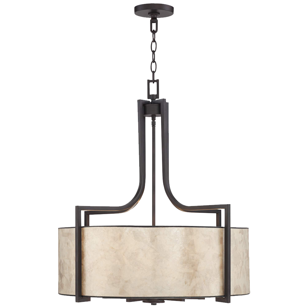 Wilson English Bronze 26wide Mica Shade Pendant Light