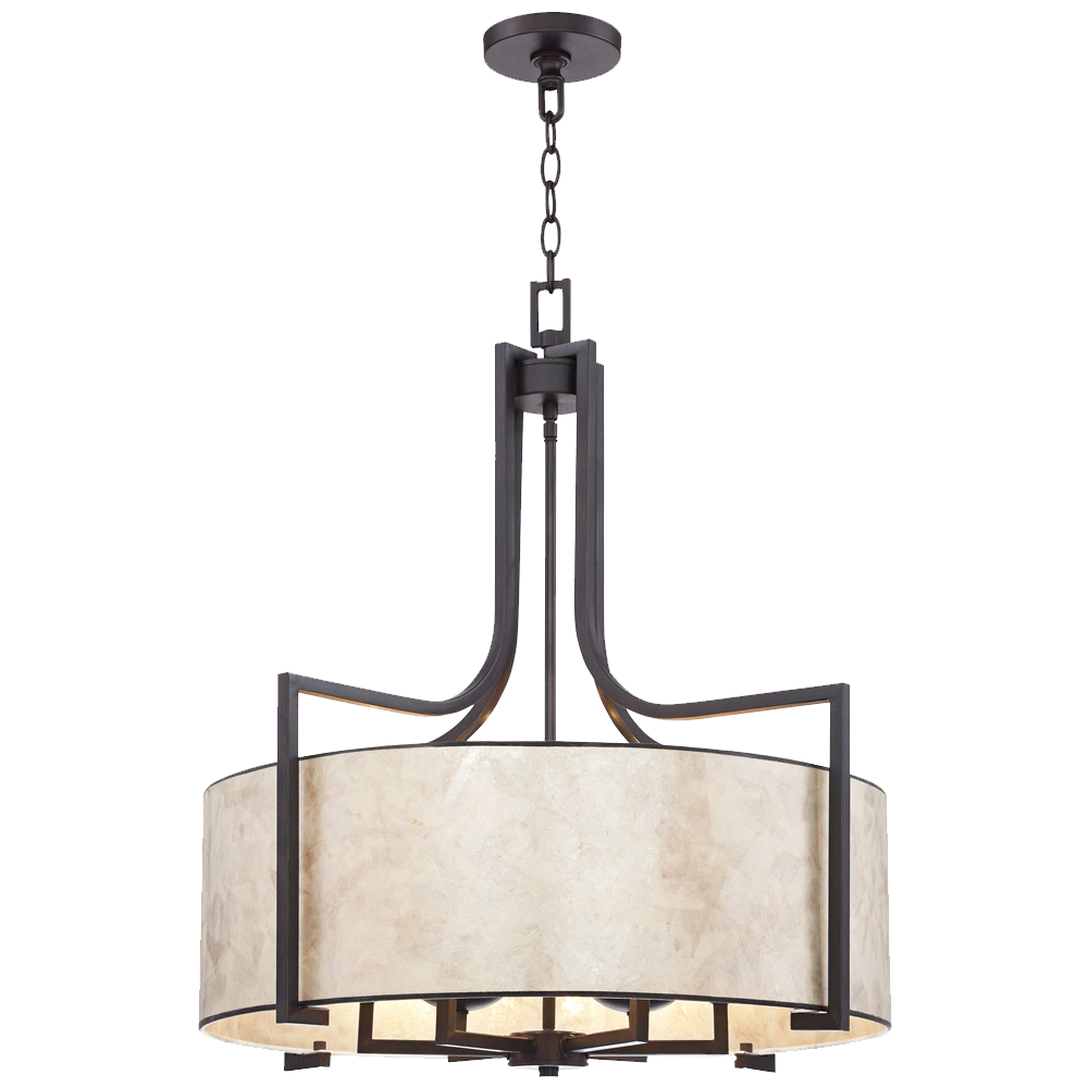 Wilson English Bronze 26wide Mica Shade Pendant Light