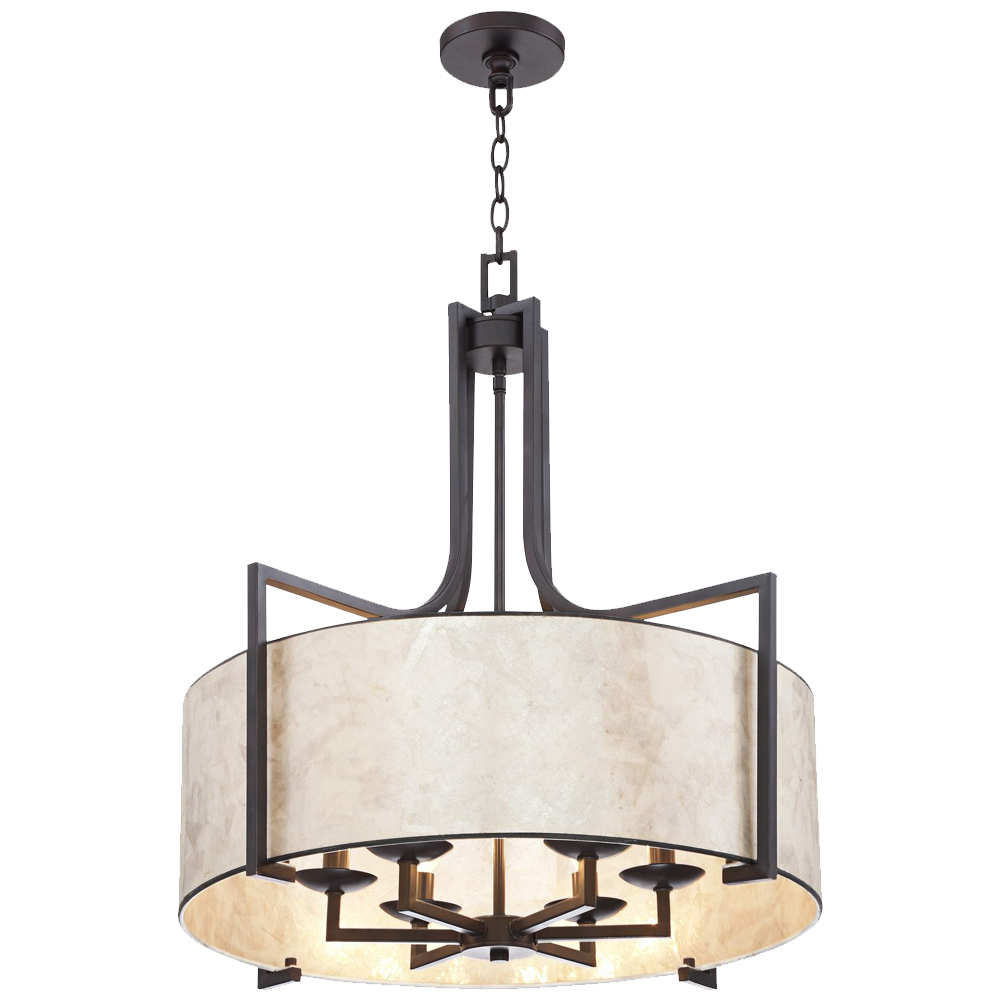 Wilson English Bronze 26wide Mica Shade Pendant Light
